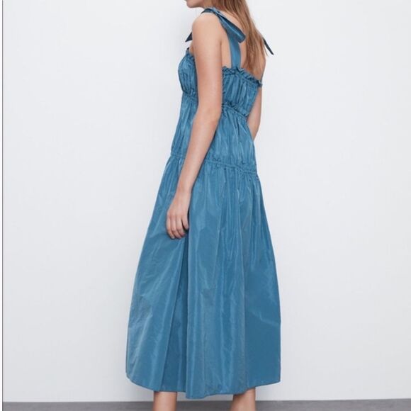 Zara Taffeta Blue Dress - Picture 4 of 7